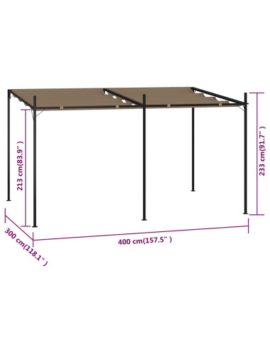 Gazebo con Tetto Retrattile 400x300x233 cm Grigio Talpa