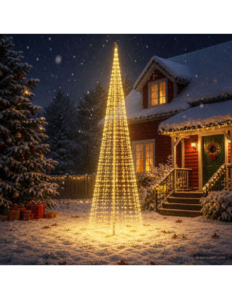 Luci per albero di Natale con picchetti e asta per bandiera