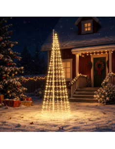 Luci per albero di Natale con picchetti e asta per bandiera