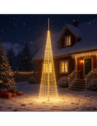 Luci per albero di Natale con picchetti e asta per bandiera