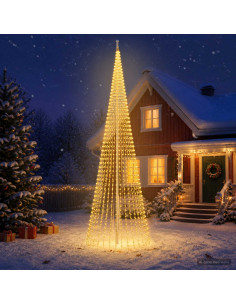 Luci per albero di Natale con picchetti e asta per bandiera