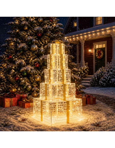 Pacchi regalo di Natale impilabili con LED 250 LED Bianco caldo