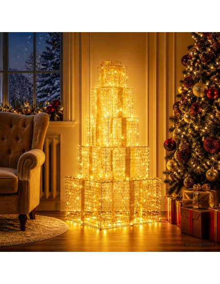 Pacchi regalo di Natale impilabili con LED 250 LED Bianco caldo
