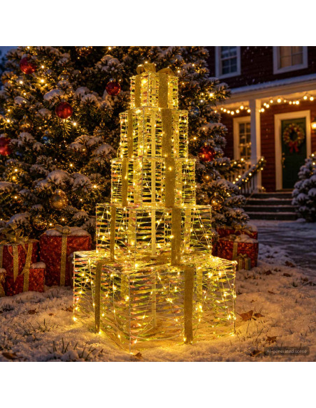 Pacchi regalo di Natale impilabili con LED 250 LED Bianco caldo