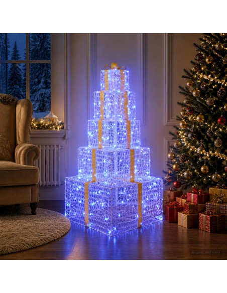 Pacchi regalo di Natale impilabili con LED 250 LED Blu