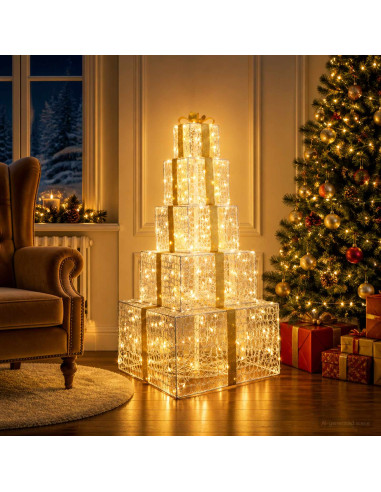 Pacchi regalo di Natale impilabili con LED 250 LED Bianco caldo