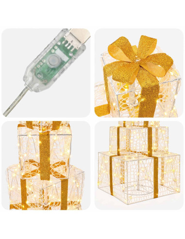 Pacchi regalo di Natale impilabili con LED 250 LED Bianco caldo