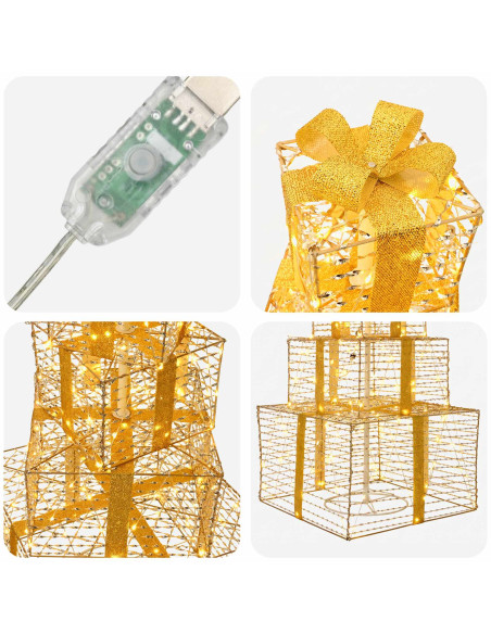 Pacchi regalo di Natale impilabili con LED 250 LED Bianco caldo