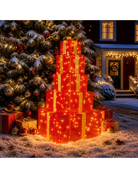 Pacchi regalo di Natale impilabili con LED 250 LED Bianco caldo