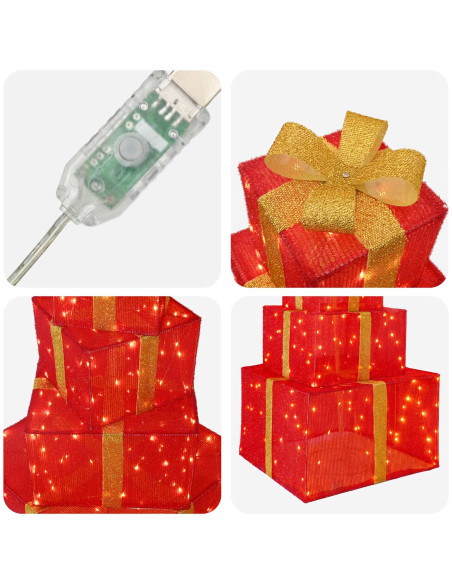 Pacchi regalo di Natale impilabili con LED 250 LED Bianco caldo