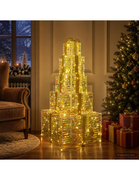Pacchi regalo di Natale impilabili con LED 250 LED Bianco caldo