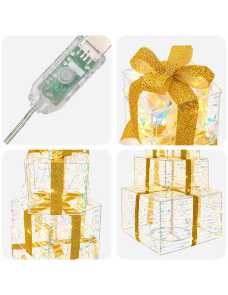 Pacchi regalo di Natale impilabili con LED 250 LED Bianco caldo