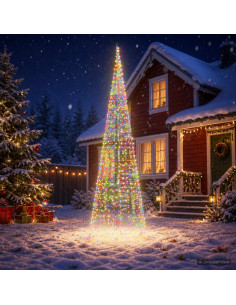 Luci per albero di Natale con picchetti e asta per bandiera