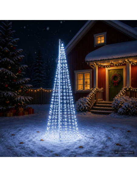 Luci per albero di Natale con picchetti e asta per bandiera