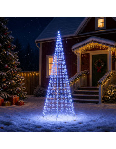 Luci per albero di Natale con picchetti e asta per bandiera