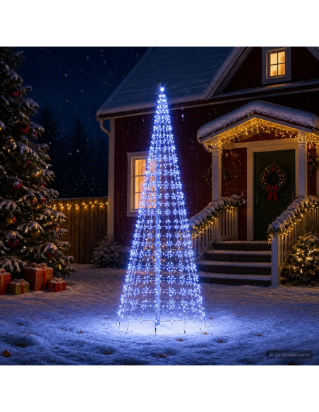 Luci per albero di Natale con picchetti e asta per bandiera