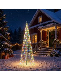 Luci per albero di Natale con picchetti e asta per bandiera