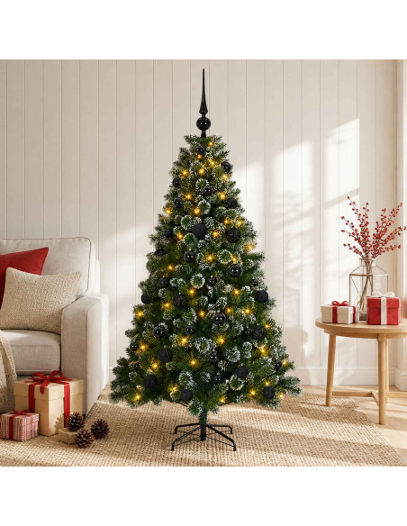 Albero di Natale artificiale con palline 150 cm 150 LED