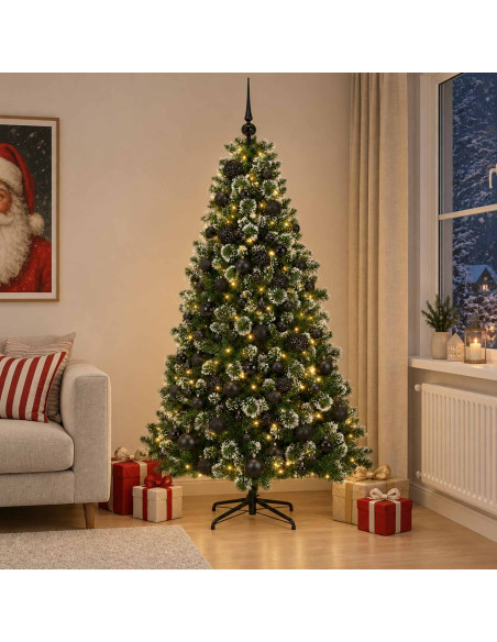 Albero di Natale Artificiale con Palline 180 cm 300 LED
