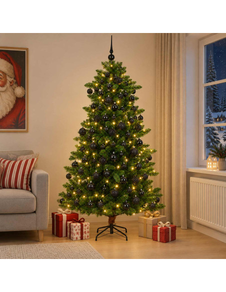 Albero di Natale Artificiale con Palline 180 cm 300 LED