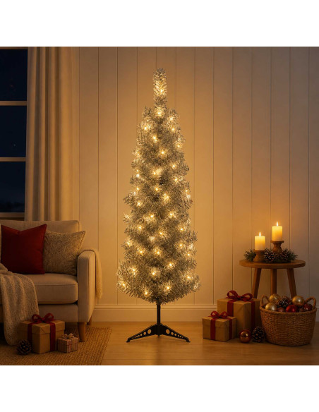 Albero di Natale Artificiale Sottile 150 cm 150 LED