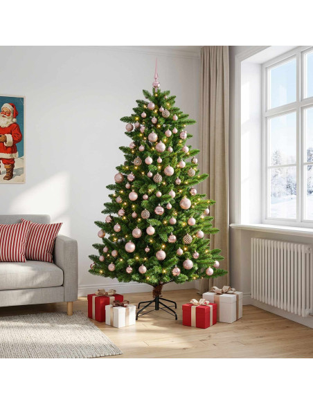 Albero di Natale Artificiale con Palline 240 cm 300 LED