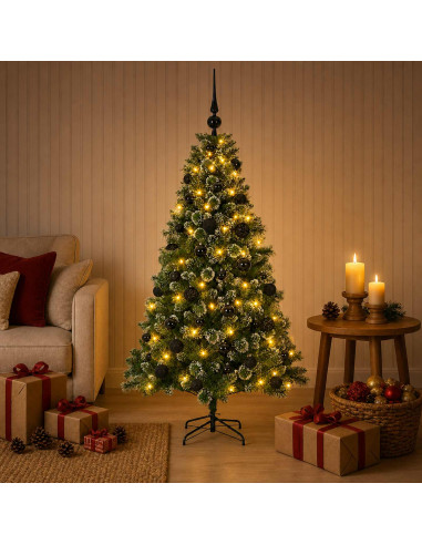 Albero di Natale artificiale con palline 150 cm 150 LED