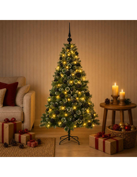 Albero di Natale artificiale con palline 150 cm 150 LED