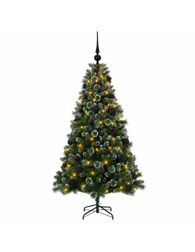 Albero di Natale artificiale con palline 150 cm 150 LED