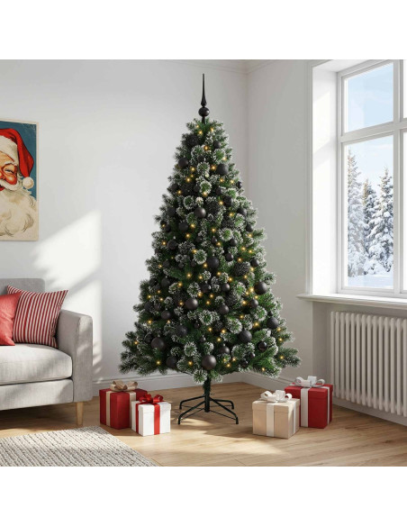 Albero di Natale Artificiale con Palline 210 cm 300 LED