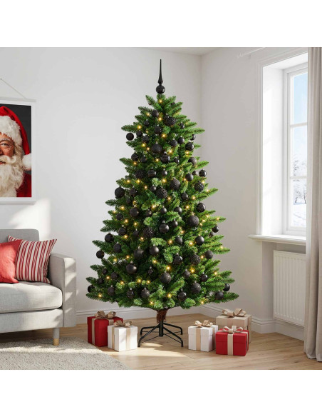Albero di Natale Artificiale con Palline 180 cm 300 LED