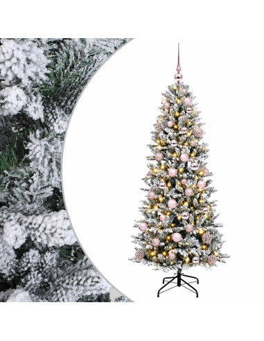 Albero di Natale artificiale con palline 150 cm 150 LED