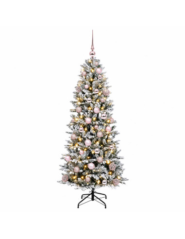 Albero di Natale artificiale con palline 150 cm 150 LED