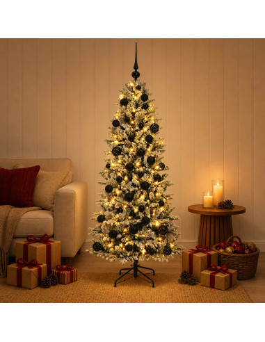 Albero di Natale artificiale con palline 150 cm 150 LED