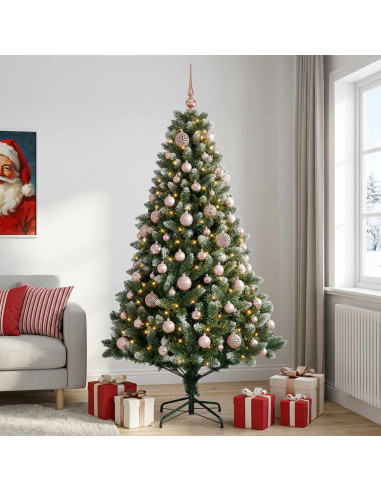 Albero di Natale Artificiale con Palline 210 cm 300 LED
