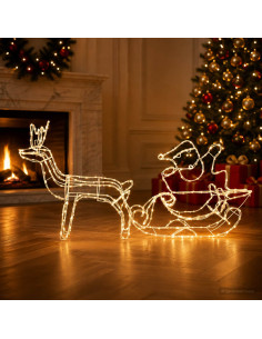 Decorazione natalizia con renna e slitta LOVIISA 320 LED