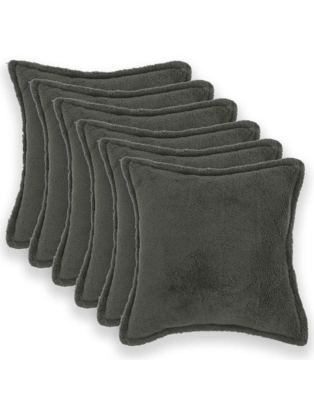 Federa 6 pcs HOUTEN Grigio Scuro 40 x 40 cm Bouclé