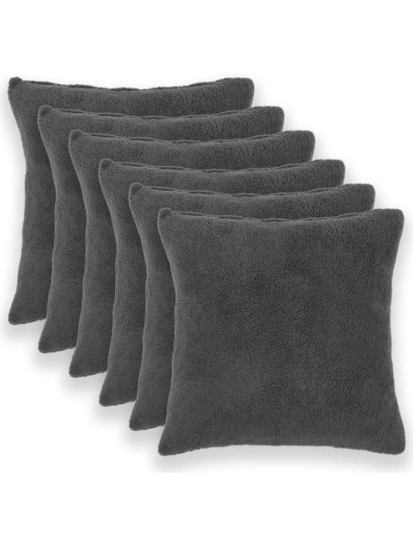 Federa 6 pcs HEERLEN Grigio Scuro 70 x 70 cm Bouclé