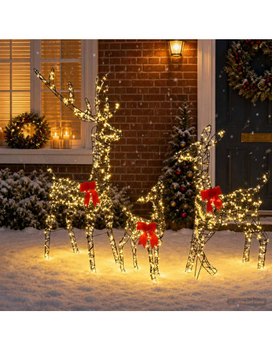 Famiglia di renne natalizie LED 700 LED Bianco caldo