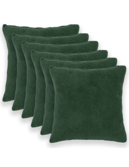 Federa 6 pcs HEERLEN Verde Scuro 65 x 65 cm Bouclé