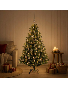 Albero di Natale Artificiale con Palline 150 cm 150 LED