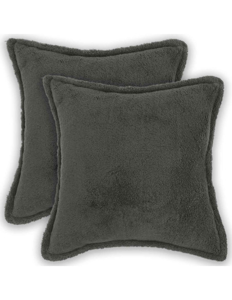 Federa 2 pcs HOUTEN Grigio Scuro 35 x 35 cm Bouclé