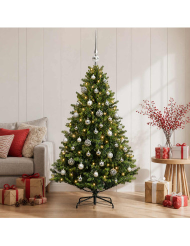 Albero di Natale Artificiale con Palline 150 cm 150 LED