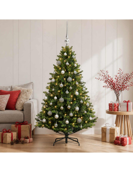 Albero di Natale Artificiale con Palline 150 cm 150 LED