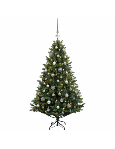 Albero di Natale Artificiale con Palline 150 cm 150 LED