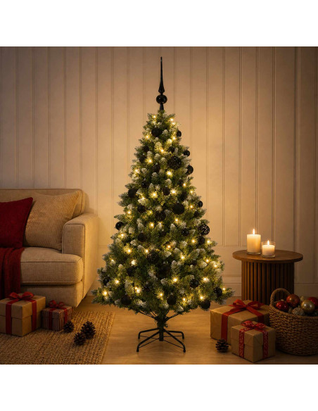 Albero di Natale Artificiale con Palline 150 cm 150 LED