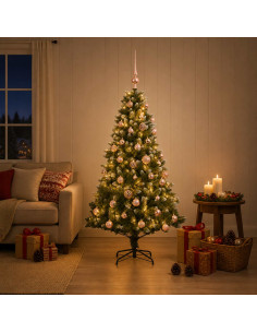 Albero di Natale Artificiale con Palline 120 cm 150 LED