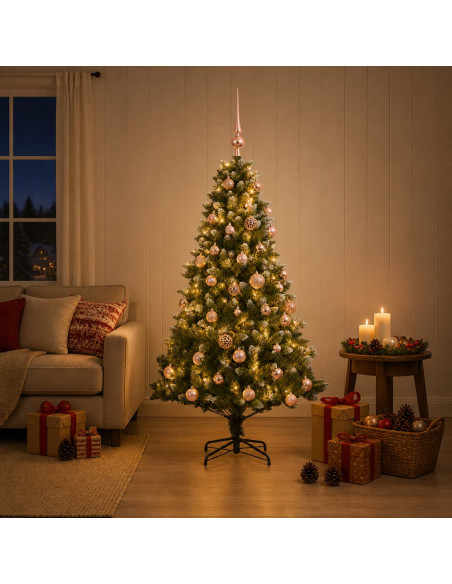 Albero di Natale Artificiale con Palline 120 cm 150 LED