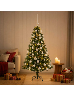 Albero di Natale Artificiale con Palline 150 cm 150 LED