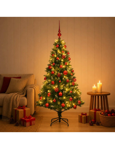 Albero di Natale Artificiale con Palline 150 cm 150 LED
